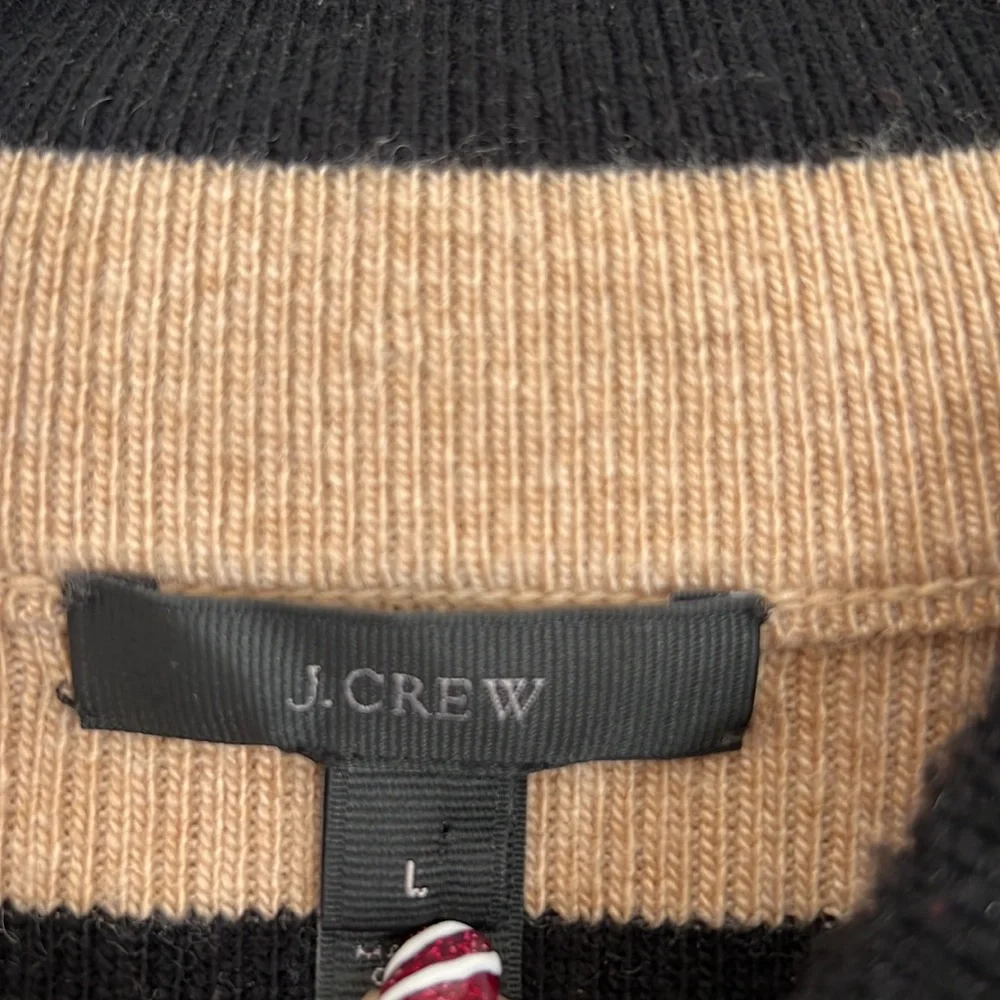 J Crew Stripe Turtleneck Mini Wool Knit Sweater dress size large